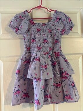 GAP Lilac Floral Smocked Dress with Pink and Blue Accents
